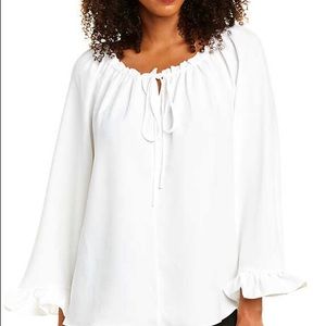 Tyler Boe Wide Ruffle-Hem Blouse